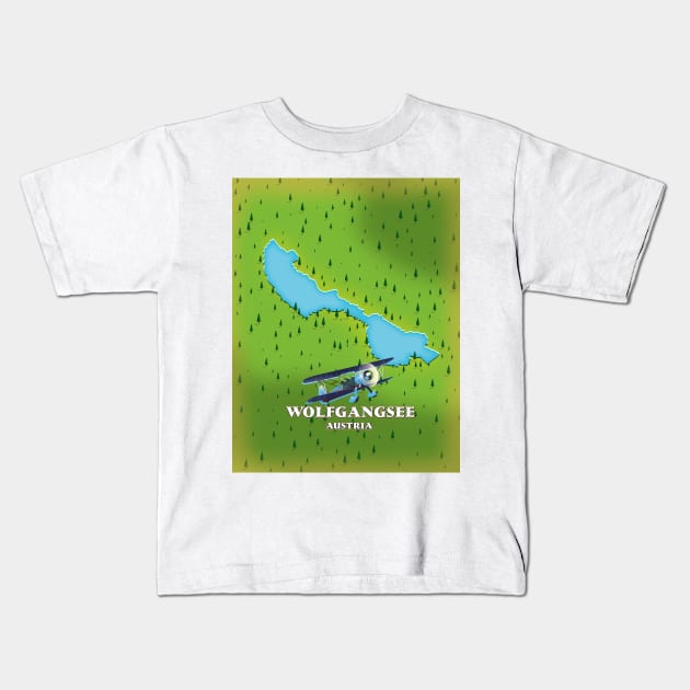 Wolfgangsee Lake Austria lake map Kids T-Shirt by nickemporium1